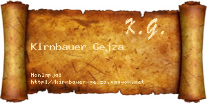 Kirnbauer Gejza névjegykártya